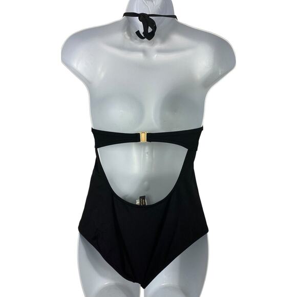 Nip Tuck One Piece Swimsuit Women’s Sz 6 US Black Laced Lattice Front Plunge - Picture 7 of 8